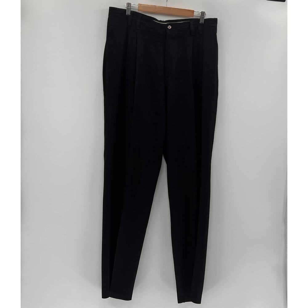 Vintage Tommy Bahama Black Double Pleated Silk Dress Pants- 35